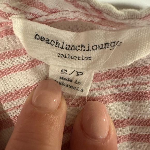 Pink and White Striped Sleeveless Linen Dress Size Small - Picture 3 of 6